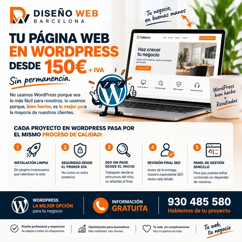 Diseño web WordPress a partir de 150€ + IVA